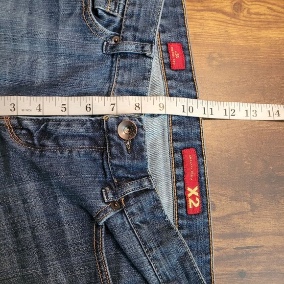 Express X2 Jeans 8 L Eva Full Leg Flare Low Rise Medium Wash Stretch Y2K - Picture 9 of 12